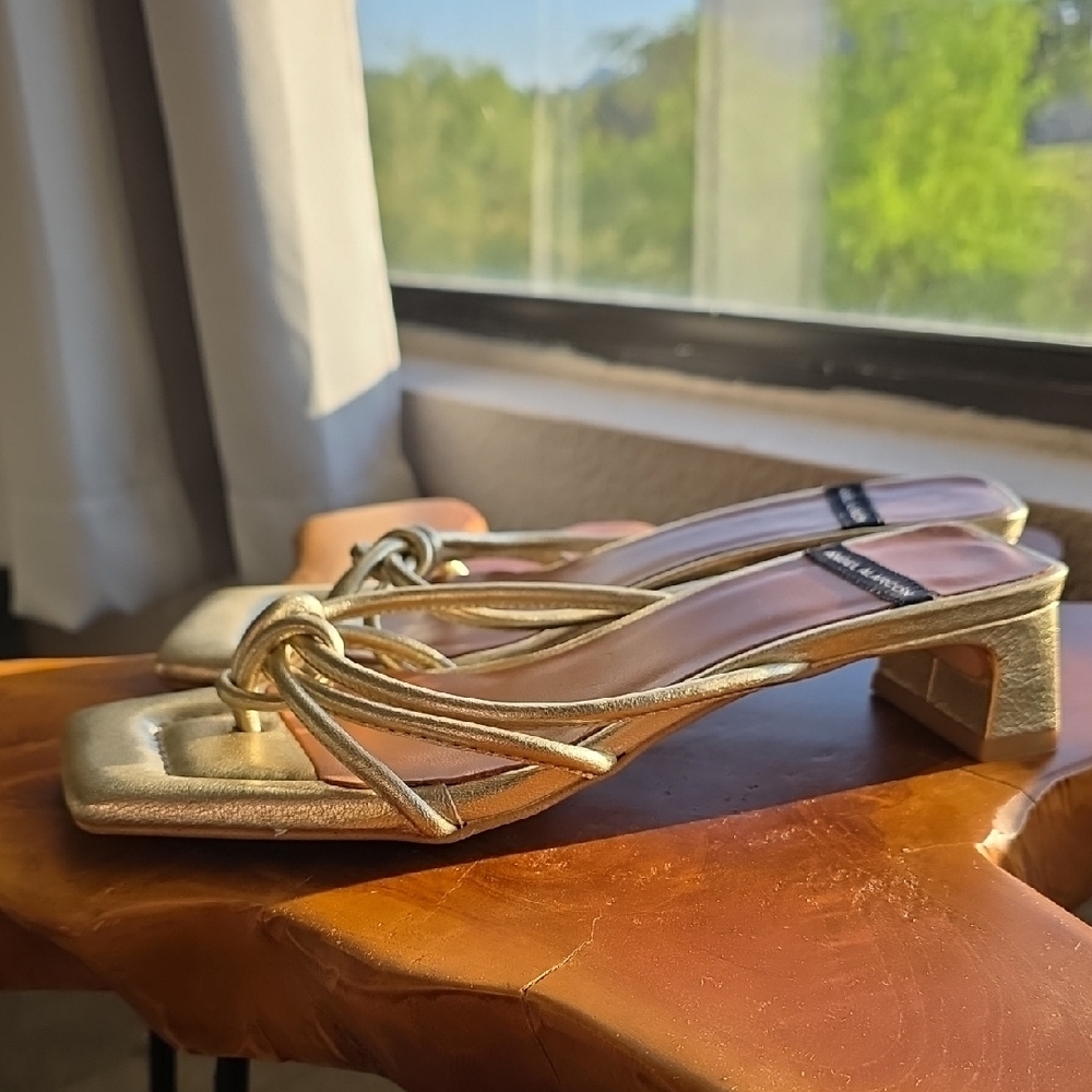Anthropologie Gold Strappy Mules - Picture 5 of 12